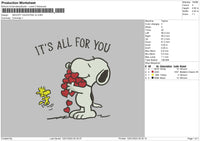 Snoopy Valentine V2 Embroidery File 4 size