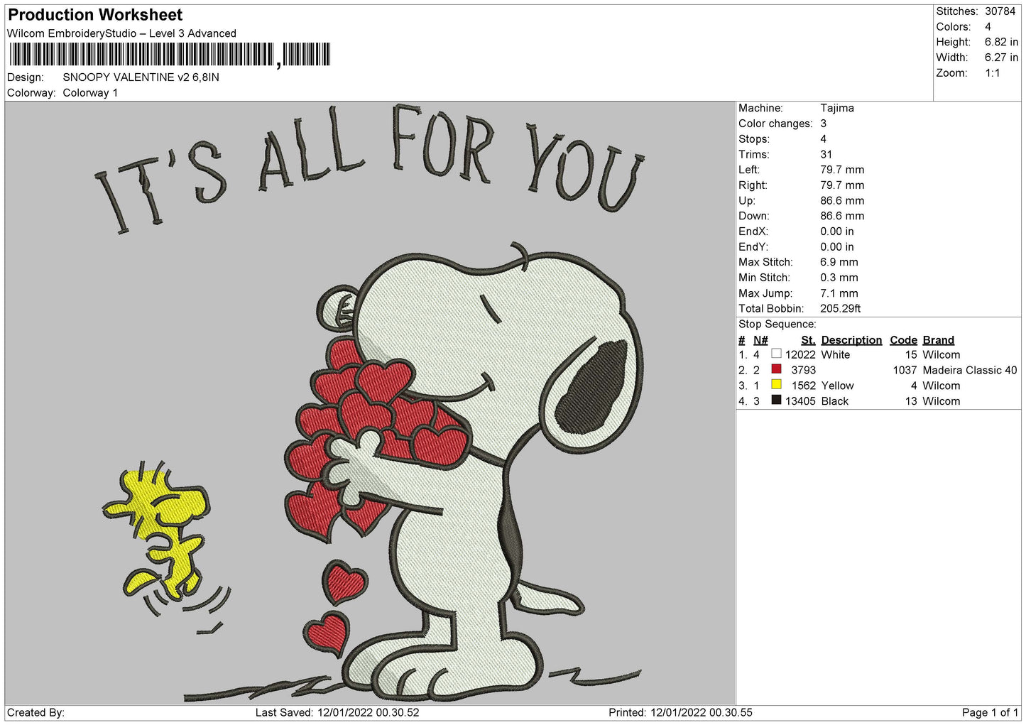 Snoopy Valentine V2 Embroidery File 4 size