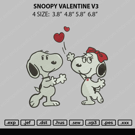 Snoopy Valentine V3 Embroidery File 4 size