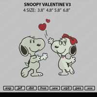 Snoopy Valentine V3 Embroidery File 4 size