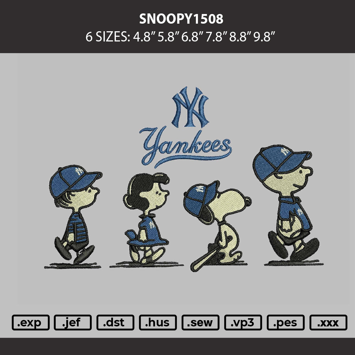 Snoopy1508 Embroidery Machine Design File 6 sizes