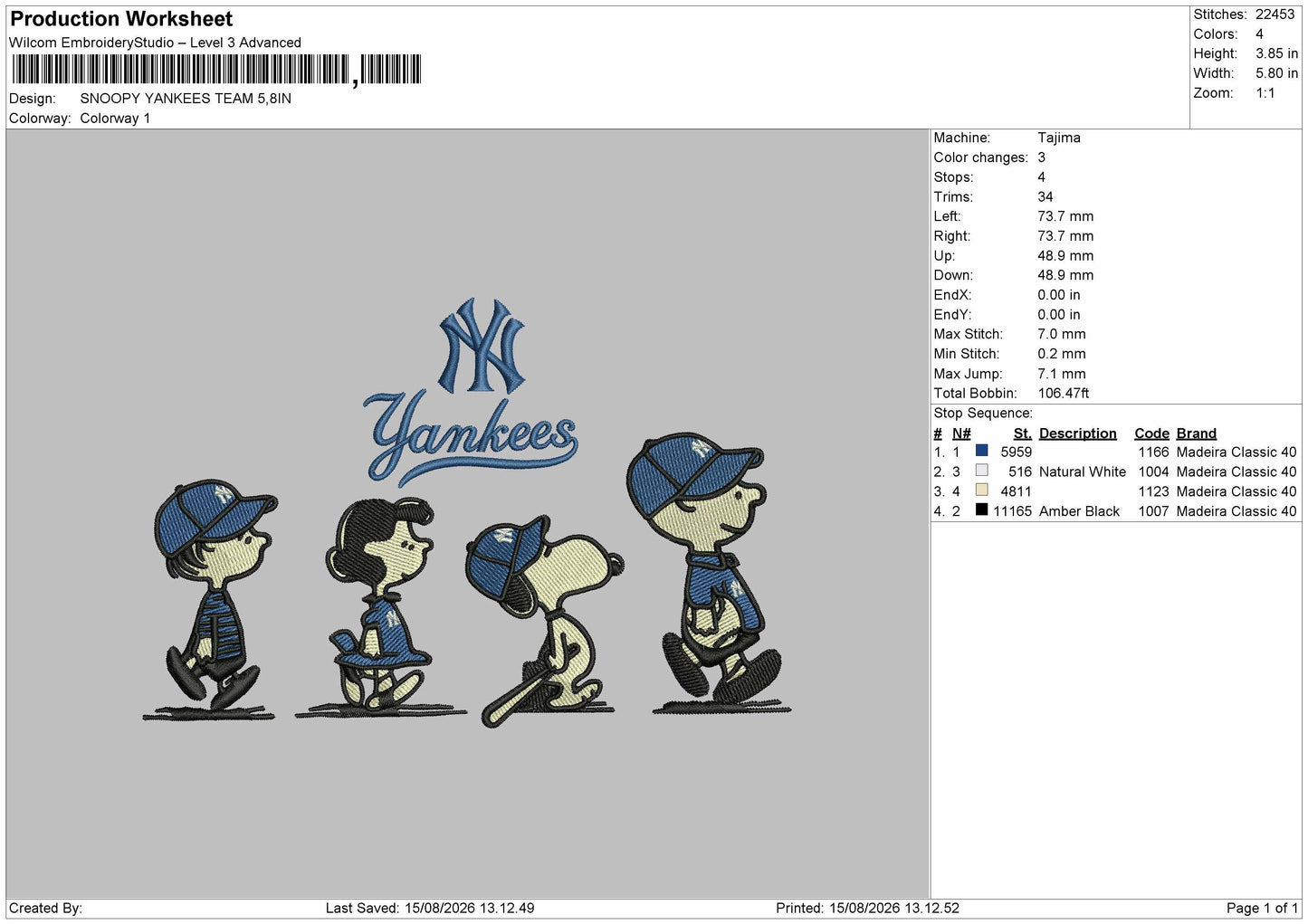 Snoopy1508 Embroidery Machine Design File 6 sizes