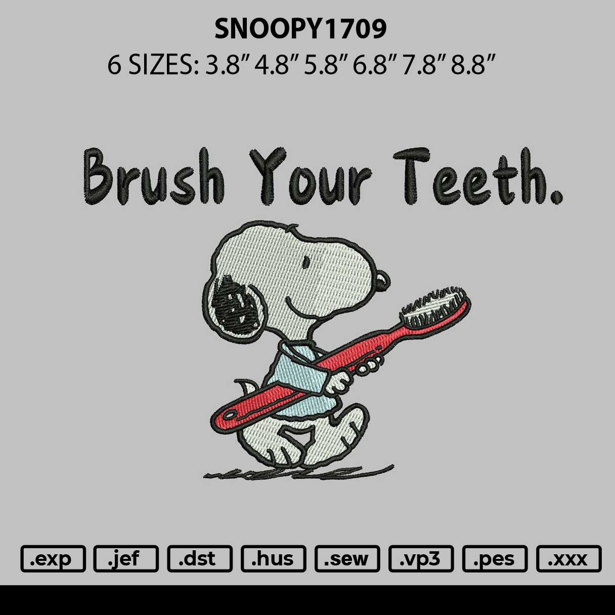 Snoopy1709 Embroidery File 6 sizes