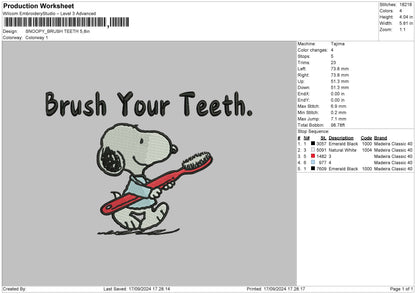 Snoopy1709 Embroidery File 6 sizes