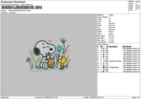 Snoopy Floral 01 Embroidery File 6 sizes