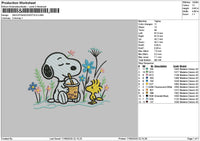 Snoopy Floral 01 Embroidery File 6 sizes