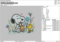 Snoopy Floral 01 Embroidery File 6 sizes