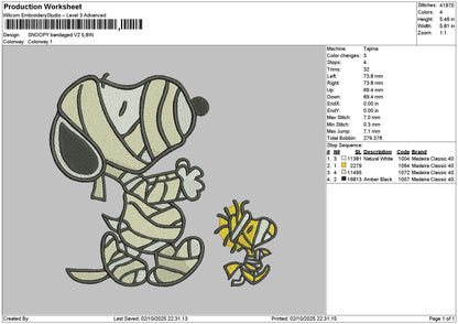 Snoopy Bandage V2 Embroidery File 6 sizes