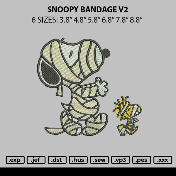 Snoopy Bandage V2 Embroidery File 6 sizes