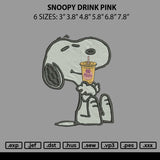 Snoopy Drink Embroidery File 6 sizes
