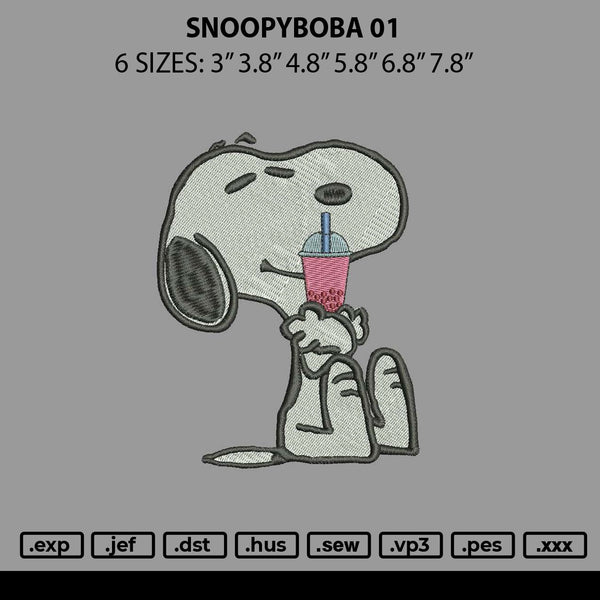 Snoopyboba 01 Embroidery File 6 sizes