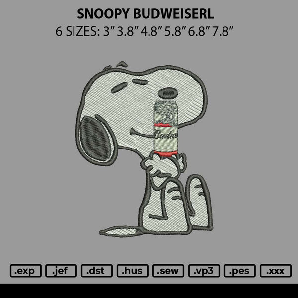 Snoopy Budweiserl Embroidery File 6 sizes