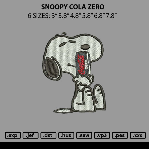 Snoopy Cola Zero Embroidery File 6 sizes