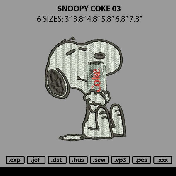 Snoopy Coke 03 Embroidery File 6 sizes