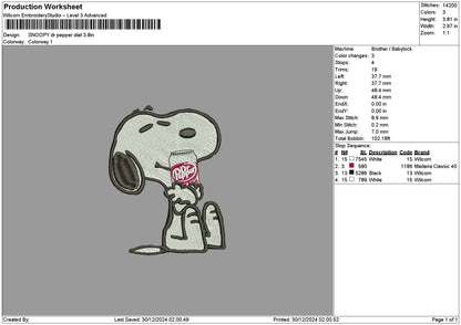 Snoopy Drpapper 03 Embroidery File 6 sizes