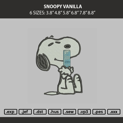 Snoopy Vanilla Embroidery Machine Design File 6 sizes