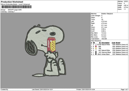 Snoppy Poppi Embroidery File 6 sizes