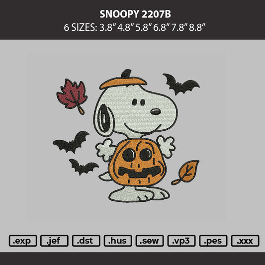 Snoopy 2207b Embroidery Machine Design File 6 sizes