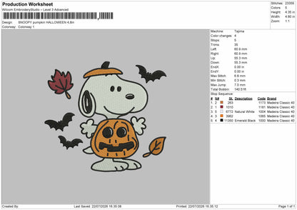 Snoopy 2207b Embroidery Machine Design File 6 sizes