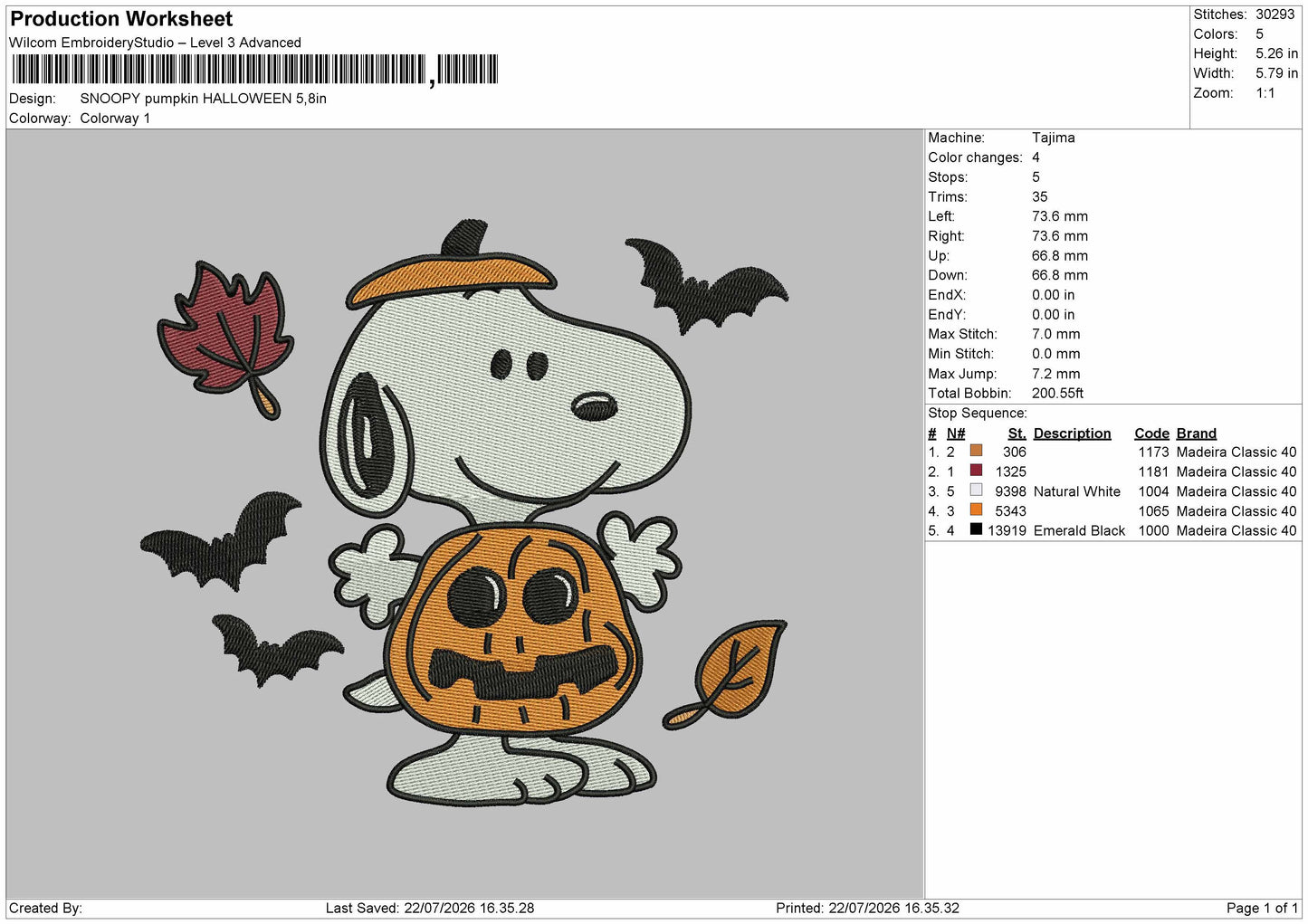Snoopy 2207b Embroidery Machine Design File 6 sizes