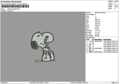 Snoopy Redbull 03 Embroidery File 6 sizes
