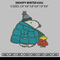 Snoopy Winter 0302 Embroidery File 6 sizes