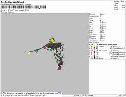 Snoopy Couples  Xmas V4 Embrtoidery File 4 size
