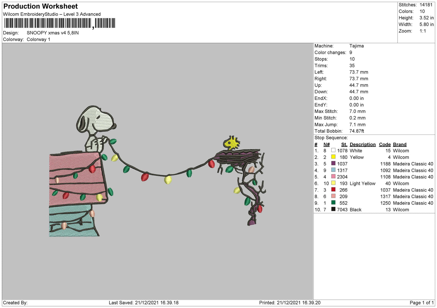 Snoopy Xmas V4 Embrtoidery File 4 size