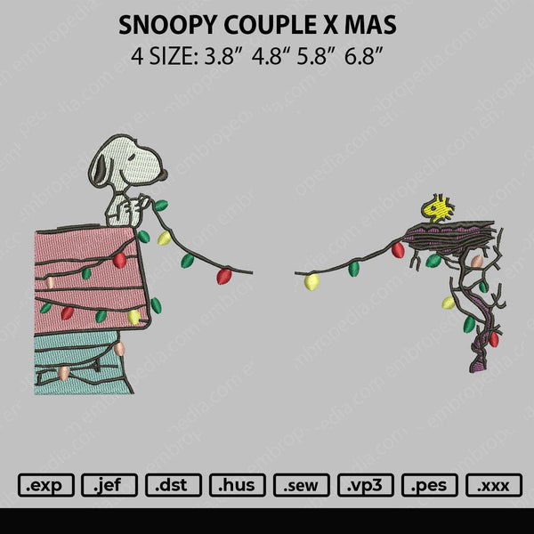 Snoopy Couples  Xmas V4 Embrtoidery File 4 size