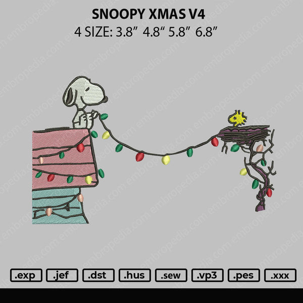 Snoopy Xmas V4 Embrtoidery File 4 size