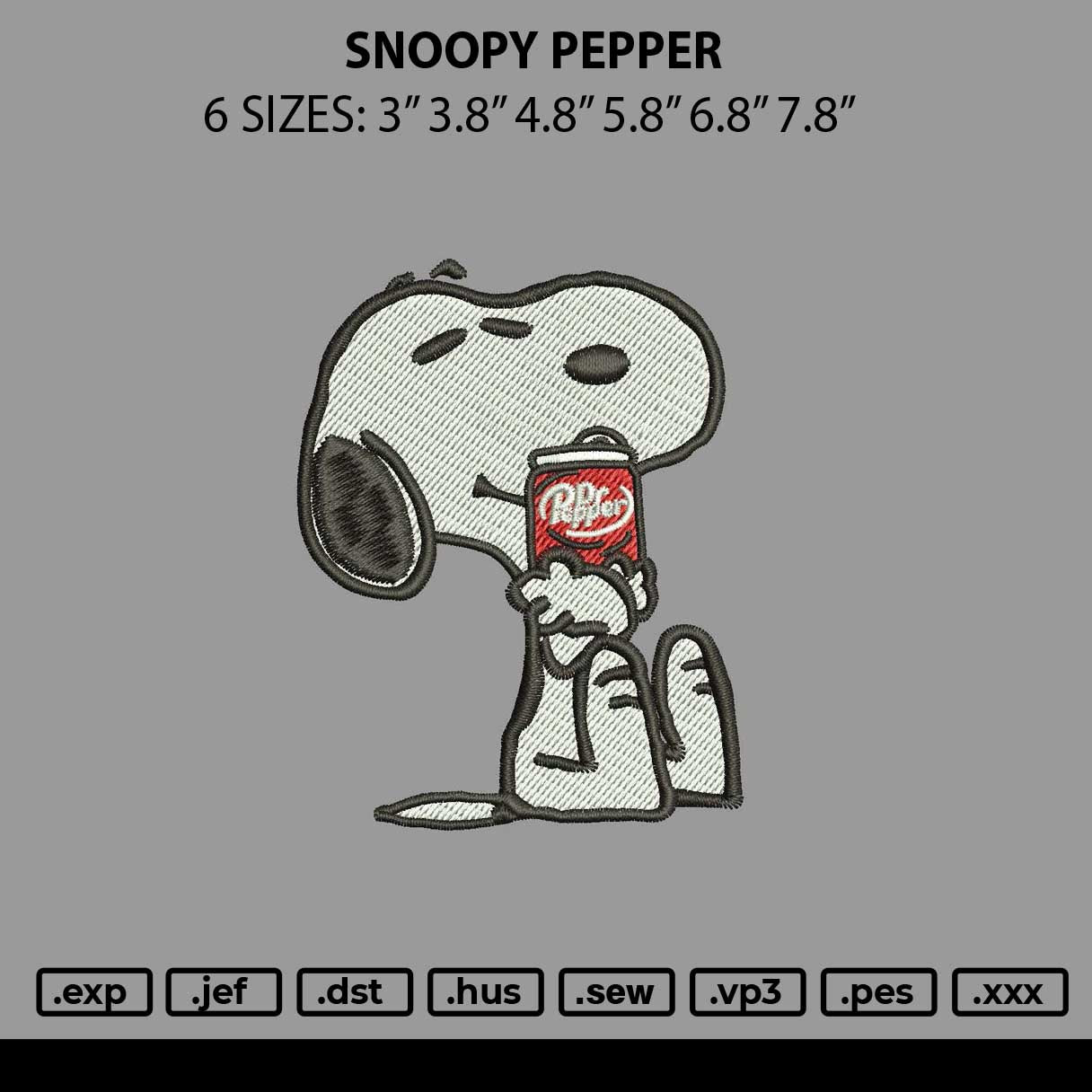 Snoopy Papper Embroidery File 6 sizes