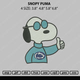 Snopy Puma Embroidery File 4 size