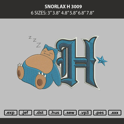 Snorlax H 3009 Embroidery Machine Design File 6 sizes
