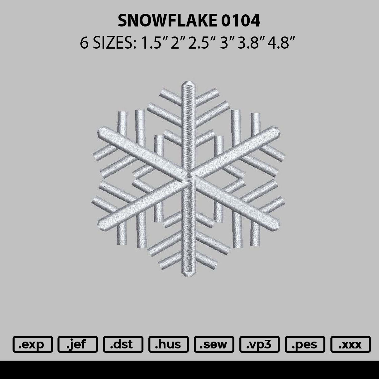 Snowflake 0104 Embroidery File 6 sizes