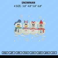 Snowman Embroidery File 4 size