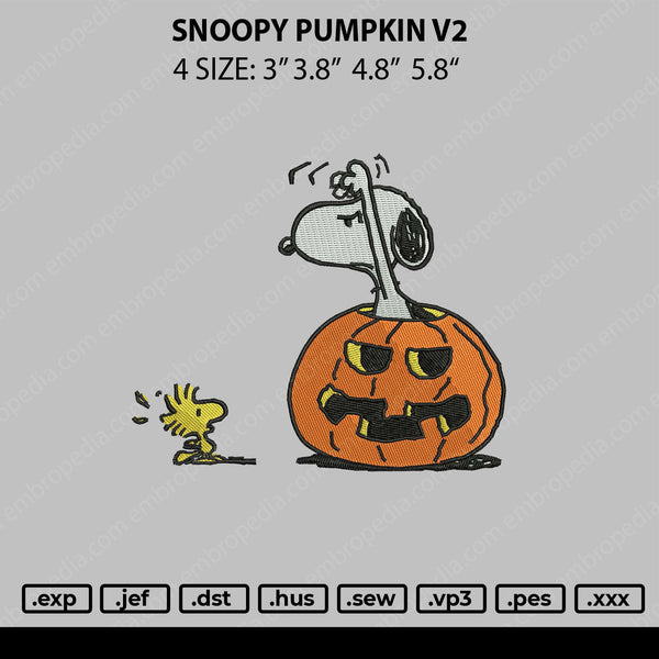 Snoopy Pumpkin V2 Embroidery File 4 size
