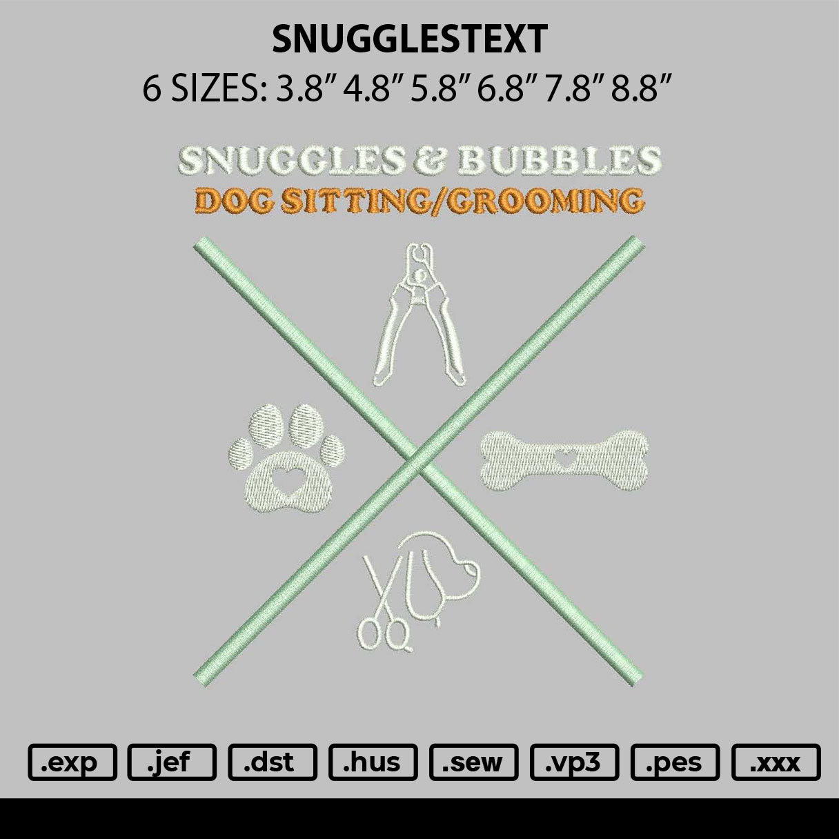 Snugglestext Embroidery File 6 sizes