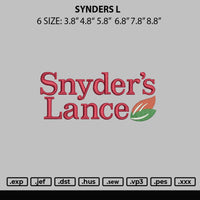 Synders L Embroidery File 6 sizes