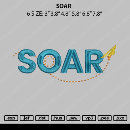 Soar Embroidery File 6 sizes