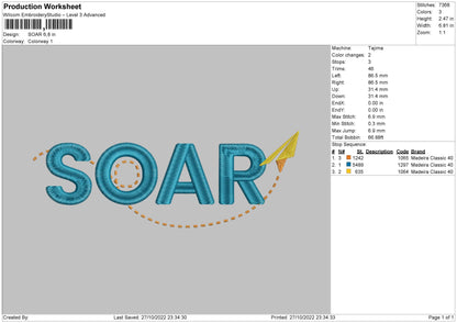 Soar Embroidery File 6 sizes