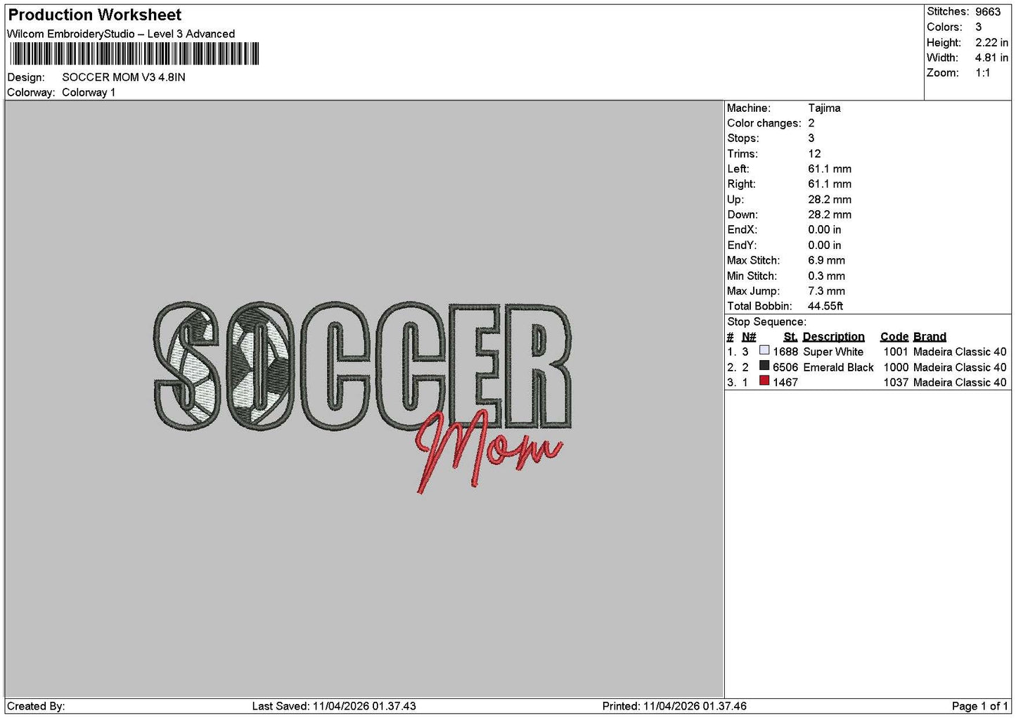 Soccer 1104b Embroidery File 6 sizes