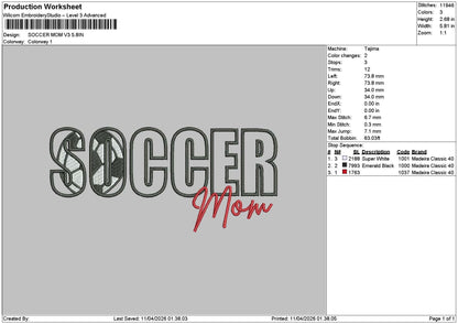 Soccer 1104b Embroidery File 6 sizes