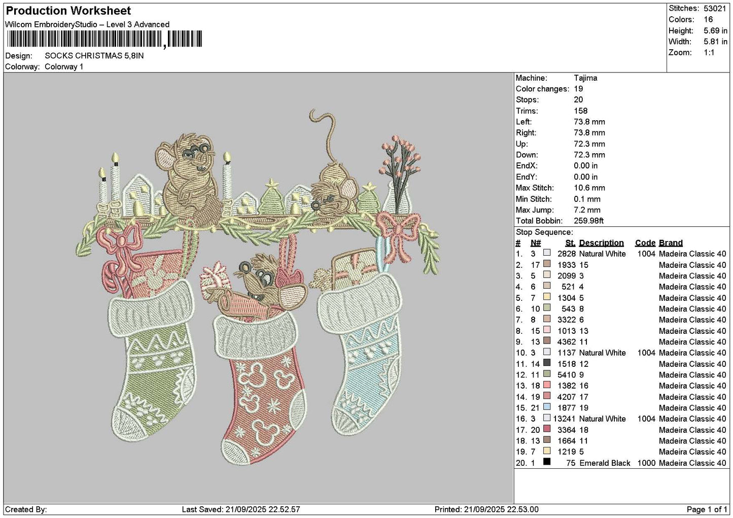 Socksxmas Embroidery File 8 sizes