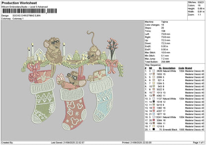 Socksxmas Embroidery File 8 sizes