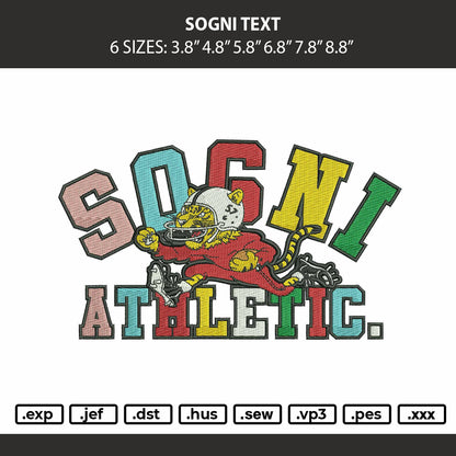 Sogni Text Embroidery Machine Design File 6 sizes
