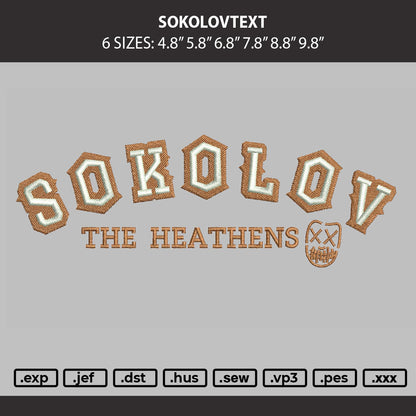 Sokolovtext Embroidery Machine Design File 6 sizes