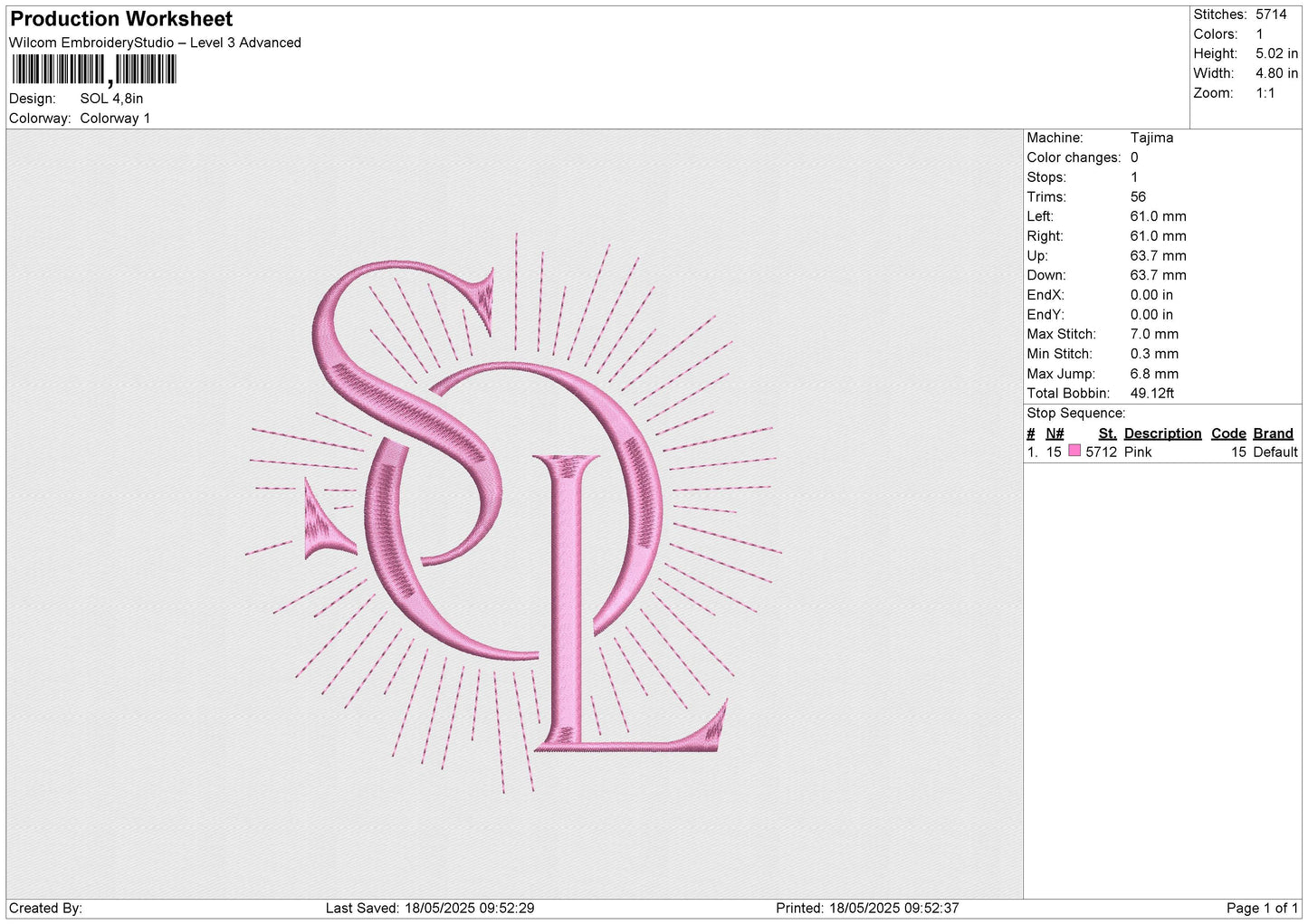 SOL Embroidery File 4 size