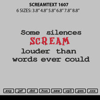 Screamtext 1607 Embroidery File 6 sizes