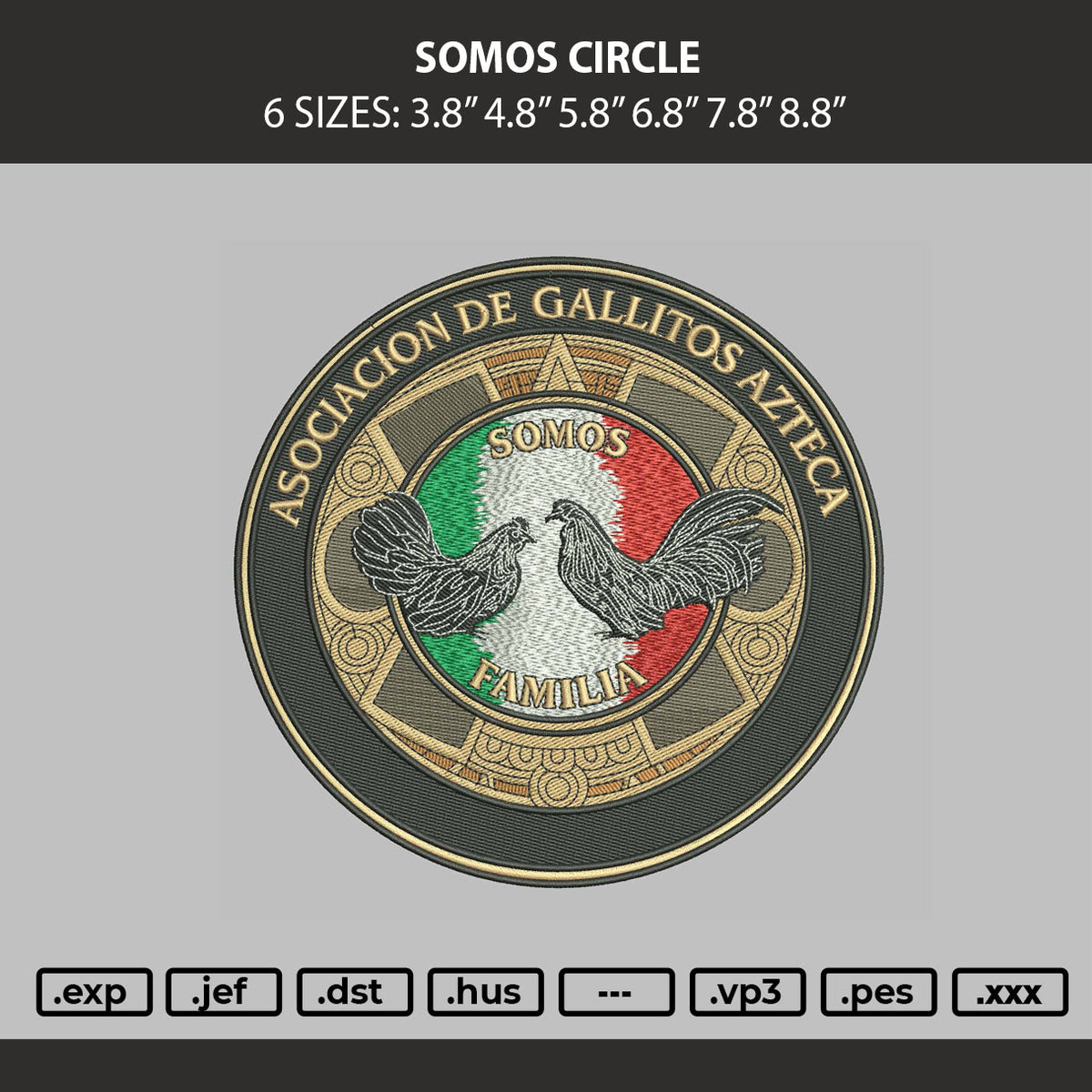 Somos Cirlce Embroidery Machine Design File 6 sizes