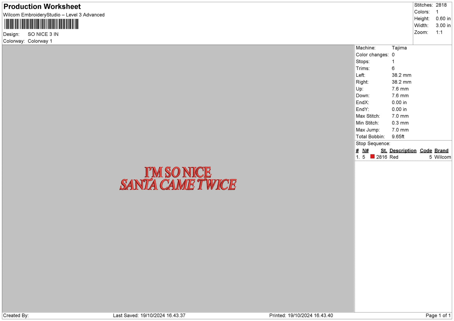 Nicetext 01 Embroidery File 6 sizes
